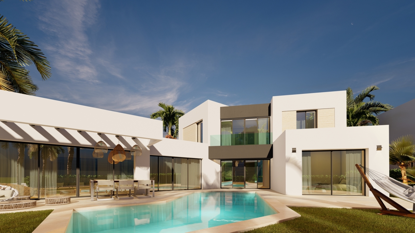 Villas de obra nueva en 1ª línea de golf en Estepona