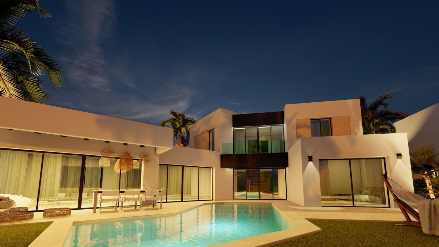 Villas de obra nueva en 1ª línea de golf en Estepona